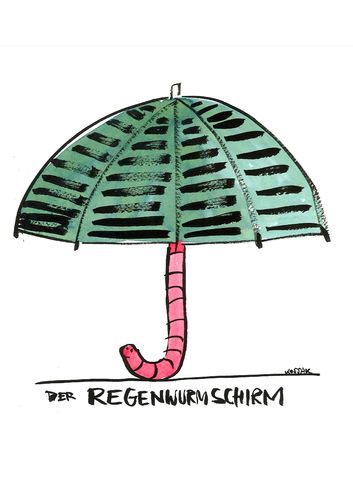 Cartoon: Regenwurmschirm (medium) by Kossak tagged schirm,umbrella,wurm,worm,regenwurm,regen,rain,tier,animal,wurm,regenwurm,schirm,regen,regenschirm