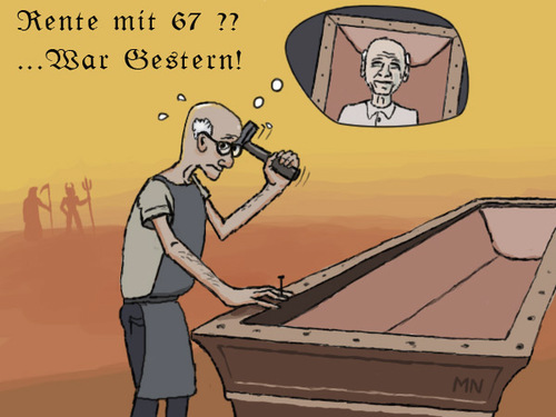 Cartoon: Rüstige Rentner (medium) by flintstone73 tagged rente,67,tot,death,hölle,hell,retirement,sensenmann,sarg,arbeit,work,coffin