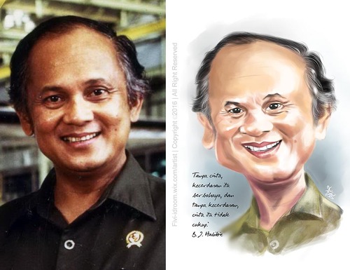 Cartoon: BJ Habibie-Caricature-Karikatur (medium) by Fivi tagged politician,president,presidenindonesia,habibie,bjhabibie,caricature,karikatur