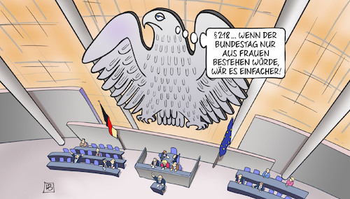 Cartoon: 218 im Bundestag (medium) by Harm Bengen tagged paragraf,paragraph,218,abtreibung,bundestag,bundesadler,adler,frauen,harm,bengen,cartoon,karikatur,paragraf,paragraph,218,abtreibung,bundestag,bundesadler,adler,frauen,harm,bengen,cartoon,karikatur