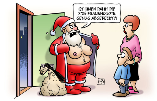 Cartoon: 30-Prozent-Quote (medium) by Harm Bengen tagged 30,prozent,aufsichtsrat,unternehmen,dax,bundesregierung,schwesig,maas,weihnachten,weihnachtsmann,busen,bescherung,kind,frau,tuer,harm,bengen,cartoon,karikatur,30,prozent,aufsichtsrat,unternehmen,dax,bundesregierung,schwesig,maas,weihnachten,weihnachtsmann,busen,bescherung,kind,frau,tuer,harm,bengen,cartoon,karikatur