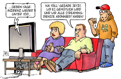 Cartoon: 7-Tage-Inzidenz unter 100 (medium) by Harm Bengen tagged sieben,tage,inzidenz,unter,100,streaming,dienste,abonniert,tv,eltern,jugendlicher,familie,corona,lockdown,lockerungen,harm,bengen,cartoon,karikatur,sieben,tage,inzidenz,unter,100,streaming,dienste,abonniert,tv,eltern,jugendlicher,familie,corona,lockdown,lockerungen,harm,bengen,cartoon,karikatur