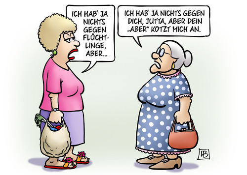 Cartoon: Aber (medium) by Harm Bengen tagged aber,flüchtlinge,asyl,rassismus,rechts,vorurteile,angst,fremdenfeindlichkeit,susemil,harm,bengen,cartoon,karikatur,aber,flüchtlinge,asyl,rassismus,rechts,vorurteile,angst,fremdenfeindlichkeit,susemil,harm,bengen,cartoon,karikatur