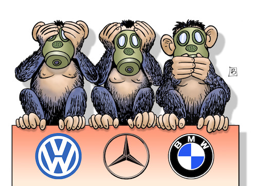 Cartoon: Abgas-Affen (medium) by Harm Bengen tagged abgas,affen,dieselskandal,tierversuche,vw,daimler,merceds,bmw,harm,bengen,cartoon,karikatur,abgas,affen,dieselskandal,tierversuche,vw,daimler,merceds,bmw,harm,bengen,cartoon,karikatur