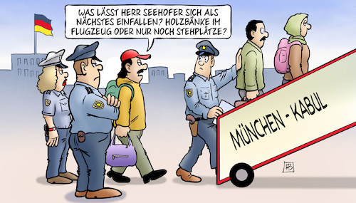 Cartoon: Abschiebeverschärfungen (medium) by Harm Bengen tagged innenminister,seehofer,abschiebeverschärfungen,abschiebungen,flugzeug,polizei,abschiebehaft,asyl,harm,bengen,cartoon,karikatur,innenminister,seehofer,abschiebeverschärfungen,abschiebungen,flugzeug,polizei,abschiebehaft,asyl,harm,bengen,cartoon,karikatur