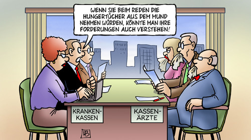 Cartoon: Ärzte-Honorarstreik (medium) by Harm Bengen tagged ärzte,facharzt,honorarstreik,krankenkassen,kassenärzte,verhandlungen,hungertuch,forderungen,harm,bengen,cartoon,karikatur,ärzte,facharzt,honorarstreik,krankenkassen,kassenärzte,verhandlungen,hungertuch,forderungen,harm,bengen,cartoon,karikatur