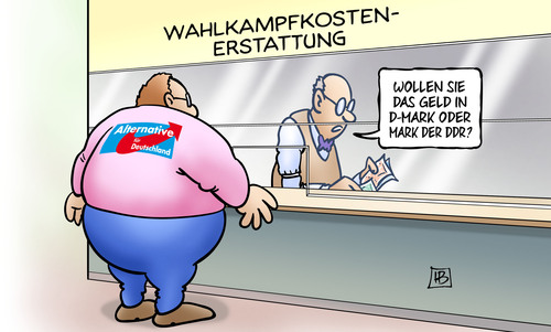 Cartoon: AfD und Mark (medium) by Harm Bengen tagged alternative,fuer,deutschland,eurokritiker,euro,ddr,dmark,mark,wahl,wahlkampfkosten,erstattung,wahlkampfkostenerstattung,geld,harm,bengen,cartoon,karikatur,alternative,fuer,deutschland,eurokritiker,euro,ddr,dmark,mark,wahl,wahlkampfkosten,erstattung,wahlkampfkostenerstattung,geld,harm,bengen,cartoon,karikatur