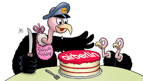 Cartoon: Air-Berlin-Geier (medium) by Harm Bengen tagged lufthansa,geier,torte,air,berlin,fluggesellschaft,insolvenz,pleite,eu,kommission,kartellverfahren,harm,bengen,cartoon,karikatur,lufthansa,geier,torte,air,berlin,fluggesellschaft,insolvenz,pleite,eu,kommission,kartellverfahren,harm,bengen,cartoon,karikatur