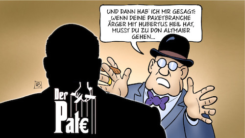 Cartoon: Altmaier und Paketbranche (medium) by Harm Bengen tagged paketbranche,arbeitsminister,heil,don,altmaier,pate,mafia,wirtschaftsminister,dumpinglohn,mindestlohn,arbeitsbedingungen,harm,bengen,cartoon,karikatur,paketbranche,arbeitsminister,heil,don,altmaier,pate,mafia,wirtschaftsminister,dumpinglohn,mindestlohn,arbeitsbedingungen,harm,bengen,cartoon,karikatur