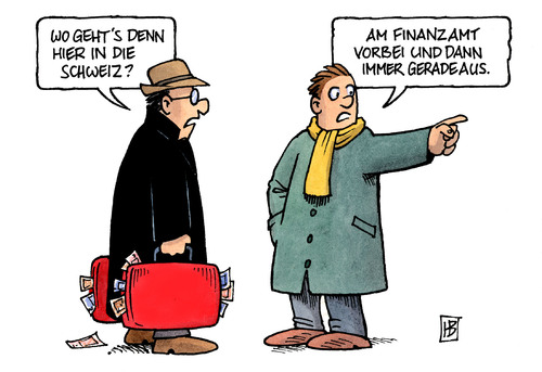 Cartoon: Am Finanzamt vorbei (medium) by Harm Bengen tagged finanzamt,steuer,steuerhinterziehung,steuerflucht,schweiz,datensätze,finanzamt,steuer,steuerhinterziehung,steuerflucht,schweiz,datensätze