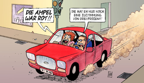 Cartoon: Ampel-Zustimmung (medium) by Harm Bengen tagged ampel,umfrage,zustimmung,autofahrer,kfz,panik,strasse,harm,bengen,cartoon,karikatur,ampel,umfrage,zustimmung,autofahrer,kfz,panik,strasse,harm,bengen,cartoon,karikatur