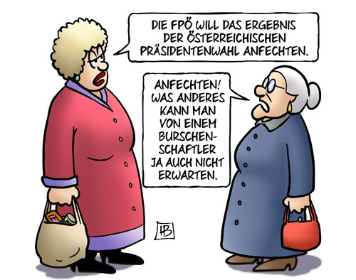 Cartoon: Anfechtung (medium) by Harm Bengen tagged fpö,hofer,ergebnis,österreich,präsidentenwahl,anfechtung,anfechten,burschenschaftler,burschenschaften,rechts,susemil,harm,bengen,cartoon,karikatur,fpö,hofer,ergebnis,österreich,präsidentenwahl,anfechtung,anfechten,burschenschaftler,burschenschaften,rechts,susemil,harm,bengen,cartoon,karikatur