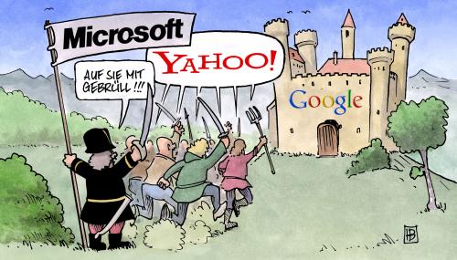 Cartoon: Angriff auf Google (medium) by Harm Bengen tagged angriff,google,yahoo,microsoft,it,suchmaschine,kooperation,angriff,google,yahoo,microsoft,it,suchmaschine,kooperation,internet,web,online,suchen,computer,technik,informationsgesellschaft