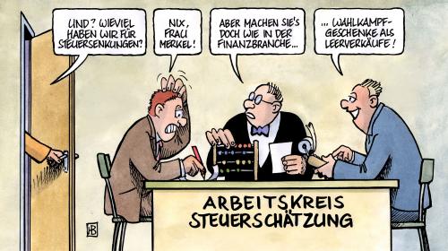 Cartoon: Arbeitskreis Steuerschätzung (medium) by Harm Bengen tagged arbeitskreis,steuerschätzung,steuer,experten,finanz,finanzen,steinbrück,finanzminister,merkel,bundeskanzlerin,steuereinnahmen,erwartungen,wahlkampf,wahlgeschenke,wahl,cartoon,cartoons,arbeitskreis,steuerschätzung,steuer,experten,finanzen,steinbrück,finanzminister,angela merkel,bundeskanzlerin,bundeskanzler,steuereinnahmen,erwartungen,wahlkampf,wahlgeschenke,wahl,wahlen,arbeit,politik,steuern,wirtschaft,steuersenkung,angela,merkel