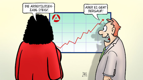 Cartoon: Arbeitslosenzahl 2023 (medium) by Harm Bengen tagged arbeitslosenzahl,arbeitsamt,jobcenter,nahles,statistik,bergauf,harm,bengen,cartoon,karikatur,arbeitslosenzahl,arbeitsamt,jobcenter,nahles,statistik,bergauf,harm,bengen,cartoon,karikatur