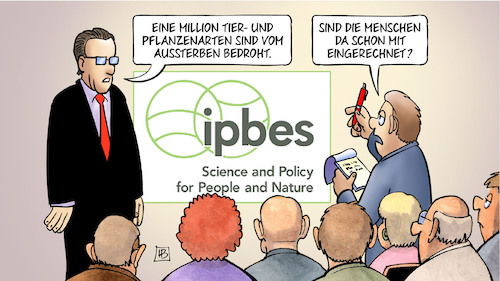 Cartoon: Artensterben (medium) by Harm Bengen tagged artensterben,tier,pflanzenarten,aussterben,bedroht,menschen,eingerechnet,umweltschutz,wachstum,landwirtschaft,ipbes,harm,bengen,cartoon,karikatur,artensterben,tier,pflanzenarten,aussterben,bedroht,menschen,eingerechnet,umweltschutz,wachstum,landwirtschaft,ipbes,harm,bengen,cartoon,karikatur