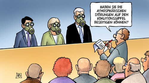 Cartoon: Atmosphäre (medium) by Harm Bengen tagged atmosphäre,koalitionsgipfel,klima,cdu,csu,fdp,gasmasken,merkel,seehofer,rösler,pressekonferenz,atmosphäre,koalitionsgipfel,klima,cdu,csu,fdp,gasmasken,merkel,seehofer,rösler,pressekonferenz