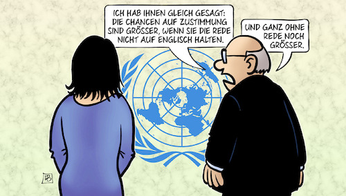 Cartoon: Baerbock vor UN-VV (medium) by Harm Bengen tagged zustimmung,rede,englisch,baerbock,aussenministeriun,uno,vv,vollversammlung,resolution,kriegsbeginn,jahrestag,krieg,ukraine,russland,harm,bengen,cartoon,karikatur,zustimmung,rede,englisch,baerbock,aussenministeriun,uno,vv,vollversammlung,resolution,kriegsbeginn,jahrestag,krieg,ukraine,russland,harm,bengen,cartoon,karikatur