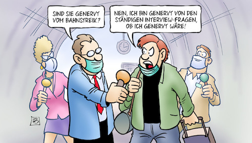 Cartoon: Bahnstreik und Nerven (medium) by Harm Bengen tagged gdl,urabstimmung,gewerkschaft,lokomotivführer,bahn,streik,interview,genervt,nerven,fragen,reporter,fahrgast,reisender,bahnhof,lokführer,bahnstreik,harm,bengen,cartoon,karikatur,gdl,urabstimmung,gewerkschaft,lokomotivführer,bahn,streik,interview,genervt,nerven,fragen,reporter,fahrgast,reisender,bahnhof,lokführer,bahnstreik,harm,bengen,cartoon,karikatur