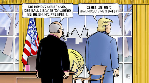 Cartoon: Ball bei Trump (medium) by Harm Bengen tagged demokraten,ball,president,trump,usa,haushalt,shutdown,oval,office,fenster,bruch,harm,bengen,cartoon,karikatur,demokraten,ball,president,trump,usa,haushalt,shutdown,oval,office,fenster,bruch,harm,bengen,cartoon,karikatur