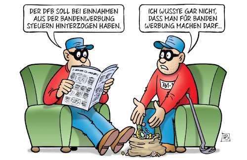 Cartoon: Bandenwerbung (medium) by Harm Bengen tagged dfb,einnahmen,bandenwerbung,steuerhinterziehung,fussball,razzia,razzien,banden,werbung,panzerknacker,harm,bengen,cartoon,karikatur,dfb,einnahmen,bandenwerbung,steuerhinterziehung,fussball,razzia,razzien,banden,werbung,panzerknacker,harm,bengen,cartoon,karikatur