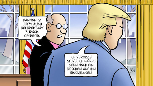 Cartoon: Bannon-Rücktritt (medium) by Harm Bengen tagged bannon,rücktritt,breitbart,steve,fire,fury,trump,schlagen,harm,bengen,cartoon,karikatur,bannon,rücktritt,breitbart,steve,fire,fury,trump,schlagen,harm,bengen,cartoon,karikatur