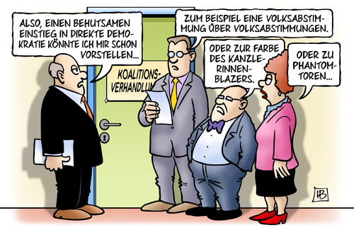 Cartoon: Behutsamer Einstieg (medium) by Harm Bengen tagged behutsamer,einstieg,direkte,demokratie,volksabstimmung,koalitionsverhandlungen,grosse,koalition,verhandlungen,arbeitsgruppe,spd,cdu,regierung,harm,bengen,cartoon,karikatur,behutsamer,einstieg,direkte,demokratie,volksabstimmung,koalitionsverhandlungen,grosse,koalition,verhandlungen,arbeitsgruppe,spd,cdu,regierung,harm,bengen,cartoon,karikatur