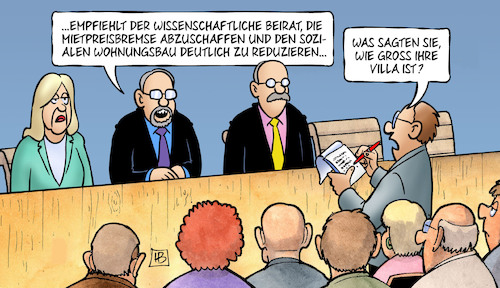 Cartoon: Beirat und Wohnungsbau (medium) by Harm Bengen tagged wissenschaftlicher,beirat,bundesregierung,gutachten,mietpreisbremse,sozialer,wohnungsbau,reduzieren,presskonferenz,villa,harm,bengen,cartoon,karikatur,wissenschaftlicher,beirat,bundesregierung,gutachten,mietpreisbremse,sozialer,wohnungsbau,reduzieren,presskonferenz,villa,harm,bengen,cartoon,karikatur