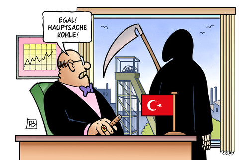 Cartoon: Bergbau Türkei (medium) by Harm Bengen tagged cartoon,bengen,harm,sicherheit,kapitalismus,profit,geld,sicherheitssystem,soma,erdogan,tot,tod,türkei,kohle,bergbau,grubenunglück,karikatur,grubenunglück,bergbau,kohle,türkei,tod,tot,erdogan,sicherheitssystem,geld,profit,kapitalismus,sicherheit,harm,bengen,cartoon,karikatur