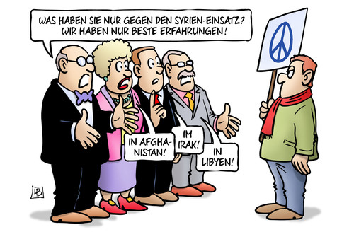 Cartoon: Beste Erfahrungen (medium) by Harm Bengen tagged erfahrungen,afghanistan,irak,libyen,kriegseinsatz,bundesregierung,bundeswehr,soldaten,militär,parlament,bundestag,beschluss,auslandseinsatz,kampfeinsatz,konzept,plan,strategie,syrien,einsatz,tornados,fregatte,krieg,terror,is,harm,bengen,cartoon,karikatur,erfahrungen,afghanistan,irak,libyen,kriegseinsatz,bundesregierung,bundeswehr,soldaten,militär,parlament,bundestag,beschluss,auslandseinsatz,kampfeinsatz,konzept,plan,strategie,syrien,einsatz,tornados,fregatte,krieg,terror,is,harm,bengen,cartoon,karikatur