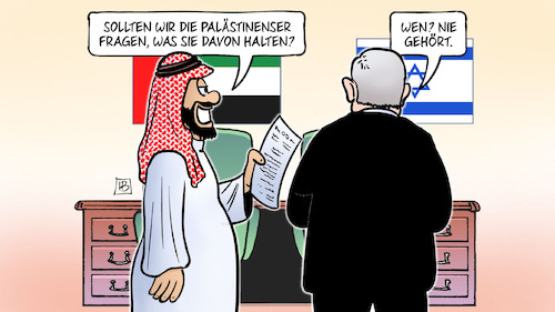 Cartoon: Beziehungen Israel-V.A.E. (medium) by Harm Bengen tagged beziehungen,netanjahu,israel,vae,vereinigte,arabische,emirate,diplomatische,palaestinenser,westjordanland,annektion,besatzung,harm,bengen,cartoon,karikatur,beziehungen,netanjahu,israel,vae,vereinigte,arabische,emirate,diplomatische,palaestinenser,westjordanland,annektion,besatzung,harm,bengen,cartoon,karikatur