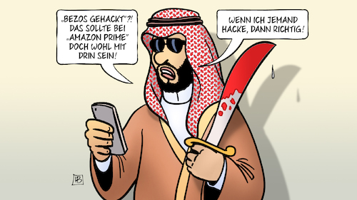 Cartoon: Bezos gehackt (medium) by Harm Bengen tagged bezos,gehackt,hacker,hacken,saudi,arabien,amazon,prime,prinz,prince,salman,säbel,schwert,harm,bengen,cartoon,karikatur,bezos,gehackt,hacker,hacken,saudi,arabien,amazon,prime,prinz,prince,salman,säbel,schwert,harm,bengen,cartoon,karikatur