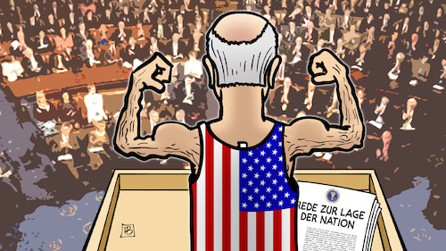 Cartoon: Biden-Fitness (medium) by Harm Bengen tagged usa,wahlen,biden,fitness,rede,zur,lage,der,nation,muskeln,harm,bengen,cartoon,karikatur,usa,wahlen,biden,fitness,rede,zur,lage,der,nation,muskeln,harm,bengen,cartoon,karikatur