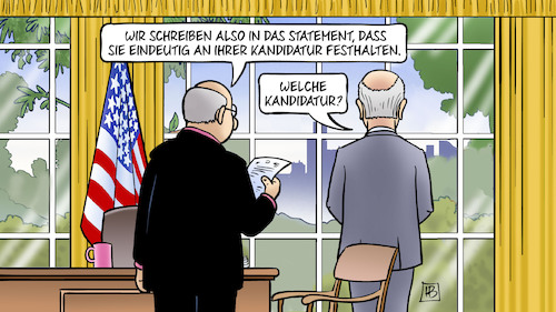 Cartoon: Biden hält fest (medium) by Harm Bengen tagged usa,präsidentschaft,wahlkampf,oval,office,statement,kandidatur,gesundheit,alter,beiden,vergesslichkeit,harm,bengen,cartoon,karikatur,usa,präsidentschaft,wahlkampf,oval,office,statement,kandidatur,gesundheit,alter,beiden,vergesslichkeit,harm,bengen,cartoon,karikatur