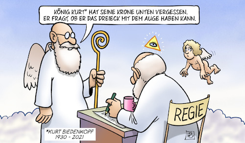 Cartoon: Biedenkopf (medium) by Harm Bengen tagged könig,kurt,biedenkopf,krone,dreieck,auge,tot,gott,himmel,ministerpräsident,sachsen,cdu,harm,bengen,cartoon,karikatur,könig,kurt,biedenkopf,krone,dreieck,auge,tot,gott,himmel,ministerpräsident,sachsen,cdu,harm,bengen,cartoon,karikatur