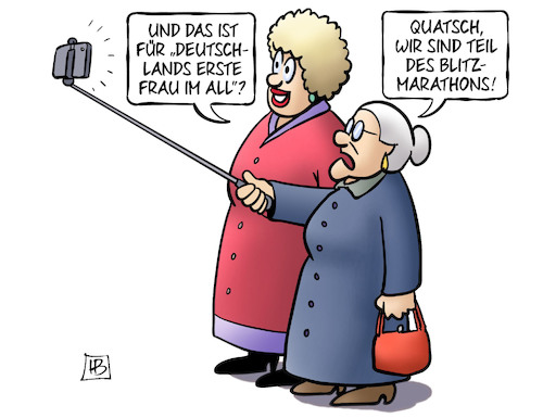 Cartoon: Blitzmarathon 2017 (medium) by Harm Bengen tagged deutschlands,erste,frau,im,all,astronautin,blitzmarathon,susemil,selfiestick,handy,harm,bengen,cartoon,karikatur,deutschlands,erste,frau,im,all,astronautin,blitzmarathon,susemil,selfiestick,handy,harm,bengen,cartoon,karikatur