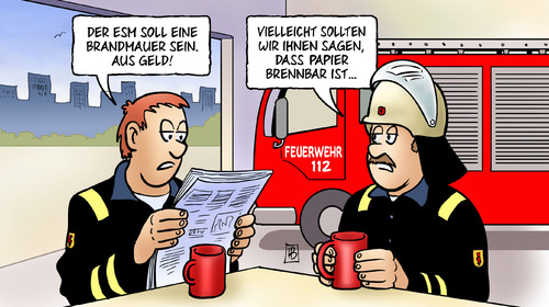 Cartoon: Brandmauer (medium) by Harm Bengen tagged brandmauer,feuerwehr,esm,efsf,rettungsschirm,kredit,feuerwehrmann,bundestag,schaeuble,eu,europa,brennen,feuer,brandmauer,feuerwehr,esm,rettungsschirm,efsf,kredit,feuerwehrmann,bundestag,schäuble,brennen