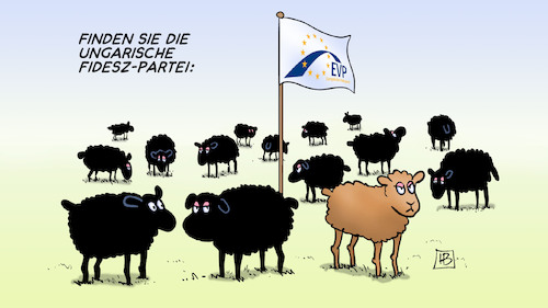 Cartoon: Braunes Schaf (medium) by Harm Bengen tagged braunes,schaf,fidesz,partei,orban,ungarn,evp,konservative,europa,ausschluss,faschisten,harm,bengen,cartoon,karikatur,braunes,schaf,fidesz,partei,orban,ungarn,evp,konservative,europa,ausschluss,faschisten,harm,bengen,cartoon,karikatur