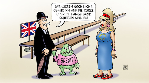 Cartoon: Brexit-Bank (medium) by Harm Bengen tagged lange,bank,monster,brexit,europa,gipfel,uk,gb,abstimmung,austrittstermin,harm,bengen,cartoon,karikatur,lange,bank,monster,brexit,europa,gipfel,uk,gb,abstimmung,austrittstermin,harm,bengen,cartoon,karikatur