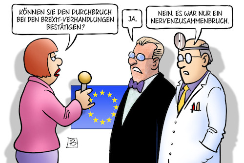 Cartoon: Brexit-Durchbruch oder nicht (medium) by Harm Bengen tagged durchbruch,brexit,verhandlungen,nervenzusammenbruch,eu,europa,uk,gb,arzt,may,juncker,interview,harm,bengen,cartoon,karikatur,durchbruch,brexit,verhandlungen,nervenzusammenbruch,eu,europa,uk,gb,arzt,may,juncker,interview,harm,bengen,cartoon,karikatur