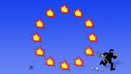 Cartoon: Brüssel-Terror (medium) by Harm Bengen tagged brüssel,terror,anschlag,anschläge,is,islamisten,explosion,eu,europa,harm,bengen,cartoon,karikatur,brüssel,terror,anschlag,anschläge,is,islamisten,explosion,eu,europa,harm,bengen,cartoon,karikatur