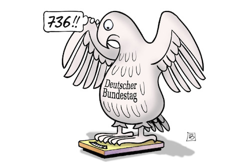 Cartoon: Bundestagsgewicht (medium) by Harm Bengen tagged bundestagsgewicht,bundesadler,wahlrechtsreform,waage,verkleinerung,736,harm,bengen,cartoon,karikatur,bundestagsgewicht,bundesadler,wahlrechtsreform,waage,verkleinerung,736,harm,bengen,cartoon,karikatur