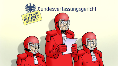 Cartoon: BVerfG-Schutz verbessert (medium) by Harm Bengen tagged schutz,bundesverfassungsgericht,bverfg,richter,helm,eishockey,rechtsextremismus,machtübernahme,harm,bengen,cartoon,karikatur,schutz,bundesverfassungsgericht,bverfg,richter,helm,eishockey,rechtsextremismus,machtübernahme,harm,bengen,cartoon,karikatur