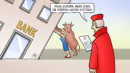 Cartoon: BVerfG und Banken (medium) by Harm Bengen tagged bverfg,banken,europa,stier,stützen,richter,bankenunion,ezb,harm,bengen,cartoon,karikatur,bverfg,banken,europa,stier,stützen,richter,bankenunion,ezb,harm,bengen,cartoon,karikatur