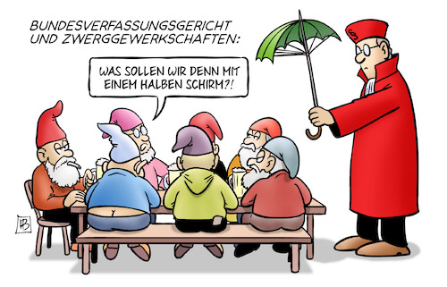 Cartoon: BVerfG und Zwerggewerkschaften (medium) by Harm Bengen tagged bundesverfassungsgericht,zwerggewerkschaften,schirm,urteil,tarifeinheitsgesetz,harm,bengen,cartoon,karikatur,bundesverfassungsgericht,zwerggewerkschaften,schirm,urteil,tarifeinheitsgesetz,harm,bengen,cartoon,karikatur