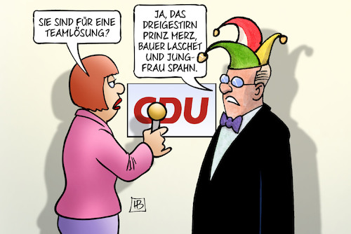 Cartoon: CDU-Teamlösung (medium) by Harm Bengen tagged cdu,führung,akk,rücktritt,teamlösung,karneval,fasching,narrenkappe,dreigestirn,prinz,merz,bauer,laschet,jungfrau,spahn,interview,harm,bengen,cartoon,karikatur,cdu,führung,akk,rücktritt,teamlösung,karneval,fasching,narrenkappe,dreigestirn,prinz,merz,bauer,laschet,jungfrau,spahn,interview,harm,bengen,cartoon,karikatur