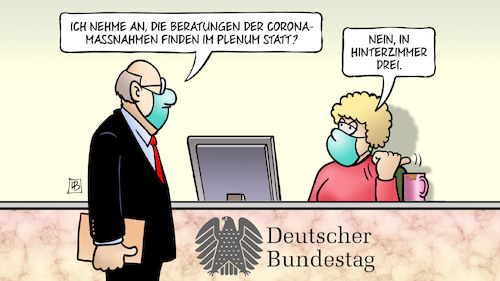 Cartoon: Corona-Hinterzimmer (medium) by Harm Bengen tagged beratungen,corona,massnahmen,plenum,bundestag,demokratie,parlament,hinterzimmer,kungelei,transparenz,harm,bengen,cartoon,karikatur,beratungen,corona,massnahmen,plenum,bundestag,demokratie,parlament,hinterzimmer,kungelei,transparenz,harm,bengen,cartoon,karikatur