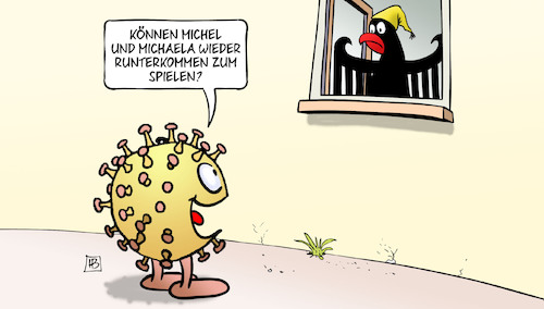 Cartoon: Corona-Spiel (medium) by Harm Bengen tagged michel,michaela,adler,runterkommen,spielen,fenster,virus,corona,coronavirus,ansteckung,pandemie,epidemie,krankheit,schaden,harm,bengen,cartoon,karikatur,michel,michaela,adler,runterkommen,spielen,fenster,virus,corona,coronavirus,ansteckung,pandemie,epidemie,krankheit,schaden,harm,bengen,cartoon,karikatur