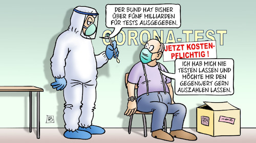 Cartoon: Corona-Testkosten (medium) by Harm Bengen tagged bund,schnelltests,gratis,kostenpflichtig,geld,auszahlen,testzentrum,testkosten,oktober,gratistests,kostenlos,testen,corona,harm,bengen,cartoon,karikatur,bund,schnelltests,gratis,kostenpflichtig,geld,auszahlen,testzentrum,testkosten,oktober,gratistests,kostenlos,testen,corona,harm,bengen,cartoon,karikatur