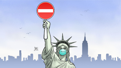 Cartoon: Corona und US-Einreise (medium) by Harm Bengen tagged usa,einreise,freiheitsstatue,liberty,wirtschaft,coronavirus,ansteckung,pandemie,epidemie,krankheit,schaden,harm,bengen,cartoon,karikatur,usa,einreise,freiheitsstatue,liberty,wirtschaft,coronavirus,ansteckung,pandemie,epidemie,krankheit,schaden,harm,bengen,cartoon,karikatur